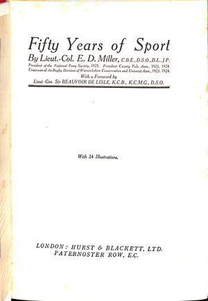 "Fifty Years Of Sport" MILLER, Lieutenant-Colonel E.D. (SOLD)