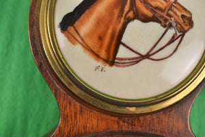 "English Banjo Barometer/ Thermometer By Salem w/ Porcelain Horsehead Rondel by F.V. (Frank Vosmansky)" (SOLD)