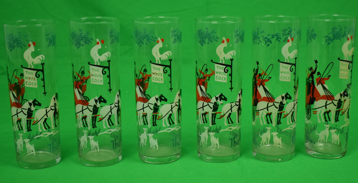 "Set Of 6 The White Cock Coach Inn Collins Glasses"