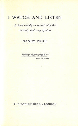 "I Watch And Listen: A Book About Birds" 1957 PRICE, Nancy