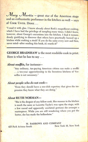 "Cook Until Done A Collection Of Unexpected Recipes" 1962 BRADSHAW, George & NORMAN, Ruth