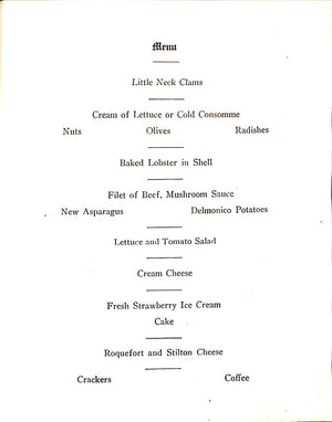 "Harvard University Club Class Dinner" June 16 1913 (SOLD)