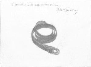 Snakeskin Belt w/ Stirrup Buckle Graphite Drawing
