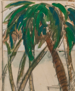 Palm Trees 1950 Watercolour by Reynaldo Luza