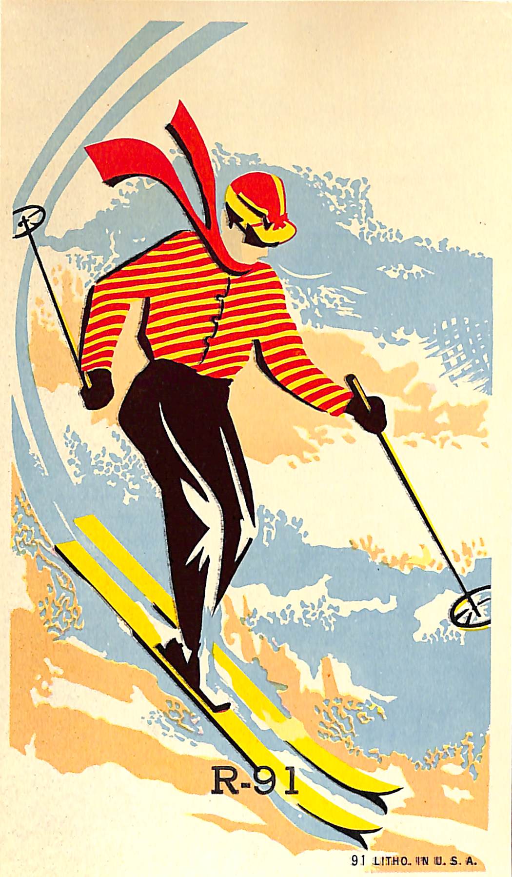 Postcard of Skier R-91