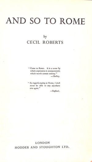 "And So To Rome" 1950 ROBERTS, Cecil