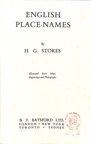 "English Place-Names" 1949 STOKES, H.G.