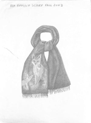 Fox Family Scarf Fall 2003 Graphite Drawing