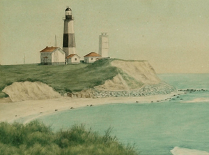 Montauk Lighthouse Watercolor by L. Hartley