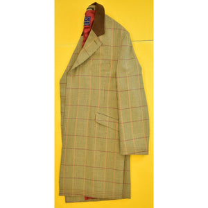 The Andover Shop x Chrysalis Russell Plaid Paddock Coat w/ Hacking/ Ticket Pockets & Chocolate Suede Collar" Sz: 46 (NWT)
