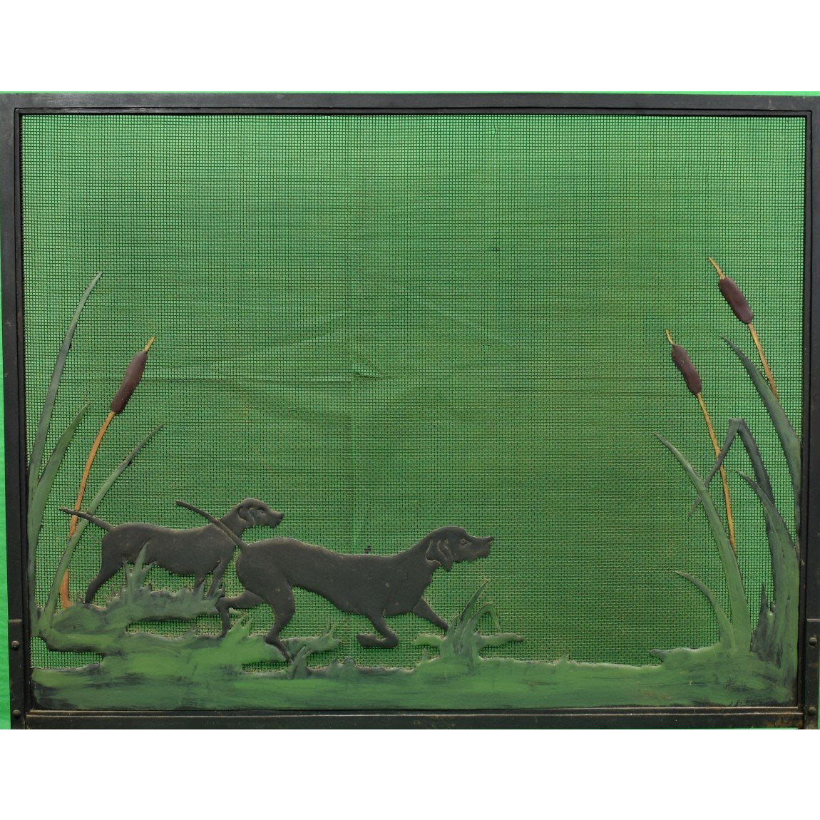 "Retrievers In Duck Blind Hunting Fire Screen" (SOLD)