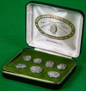 Orvis Pewter Mallard Boxed Set of (7) Blazer Buttons/ (3) Frontal & (4) Sleeve