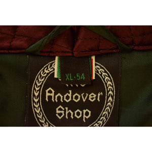 The Andover Shop Italian Forest Green Velvet Smoking Jacket w/ Cranberry Trapunto Shawl Collar" (SOLD)