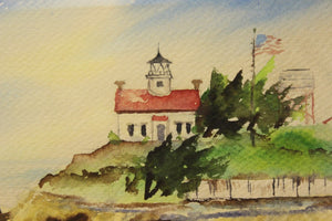 Island Lighthouse Watercolor by Dorothy Ishoy