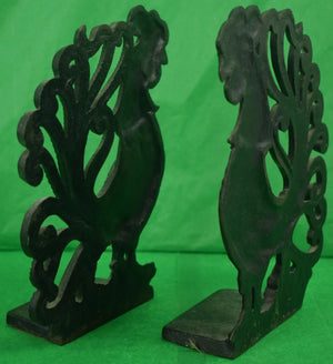 Pair of Lead Rooster Cock Bookends