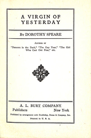 "A Virgin Of Yesterday" 1927 SPEARE, Dorothy