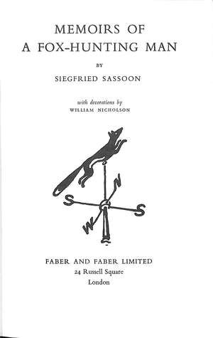 "Memoirs Of A Fox-Hunting Man" 1967 SASSOON, Siegfried