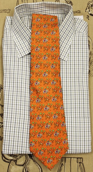 "Hermes Paris Indian Jockey On Elephant Orange Tie" (New w/ 'H' Tag!)