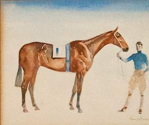 Young Rider w/ #1 Entry c.1930's Watercolour by Paul Brown