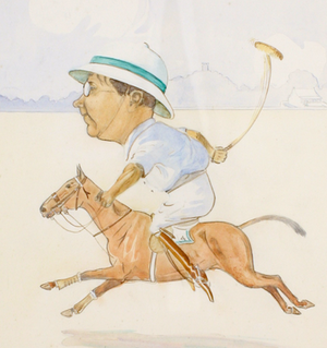 "Spraggon" Polo Player c.1913 Watercolour by Wil Mots