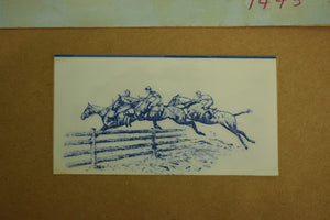 "Three Steeplechasers" c1930s Drypoint by Paul Brown
