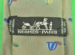 "Hermes Paris Jockey Cap Silk Twill Tie"