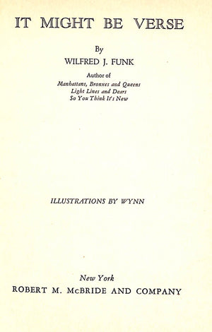 "It Might Be Verse" 1938 FUNK, Wilfred J.
