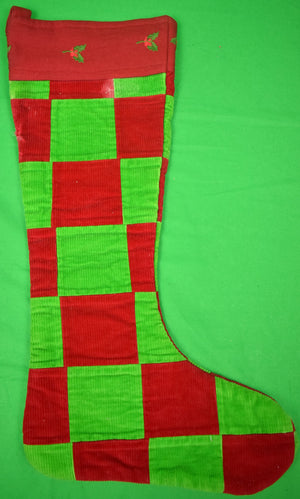 "The Andover Shop Patchwork Red/ Green Corduroy Christmas Stocking" (SOLD)
