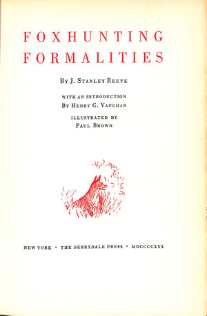 "Foxhunting Formalities" 1930 REEVE, J. Stanley
