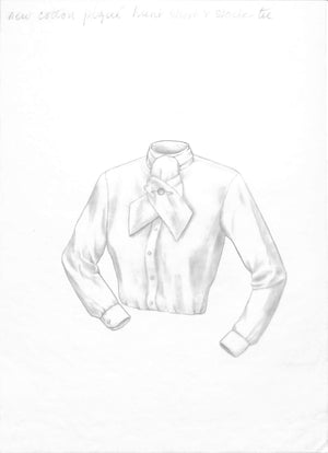 New Cotton Pique Hunt Shirt w/ Tie Graphite Drawing