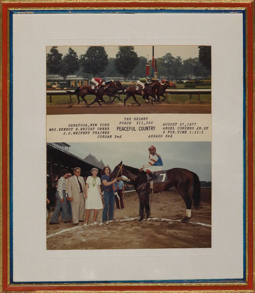 Country Winner's Circle Framed Color c1977 Photo in Custom Racing Stripes