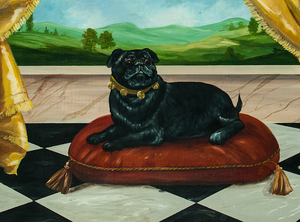 "Pampered Pug Acrylic on Board" (SOLD)