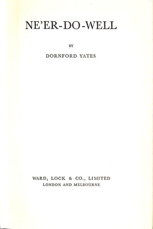 "Ne'er-Do-Well" 1954 YATES, Dornford