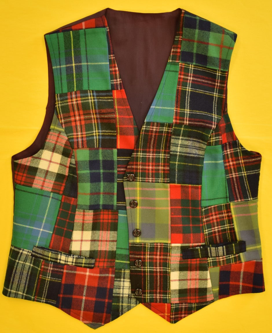 "Chipp Patch Tartan Flannel Vest/ Waistcoat" Sz: 38R (SOLD)