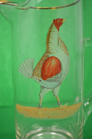 "Abercrombie & Fitch Glass Cocktail Pitcher w/ Hand-Painted English Gamecock" by Frank Vosmansky