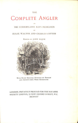 "The Complete Angler: Or The Contemplative Man's Recreation" 1925 WALTON, Izaak, COTTON, Charles
