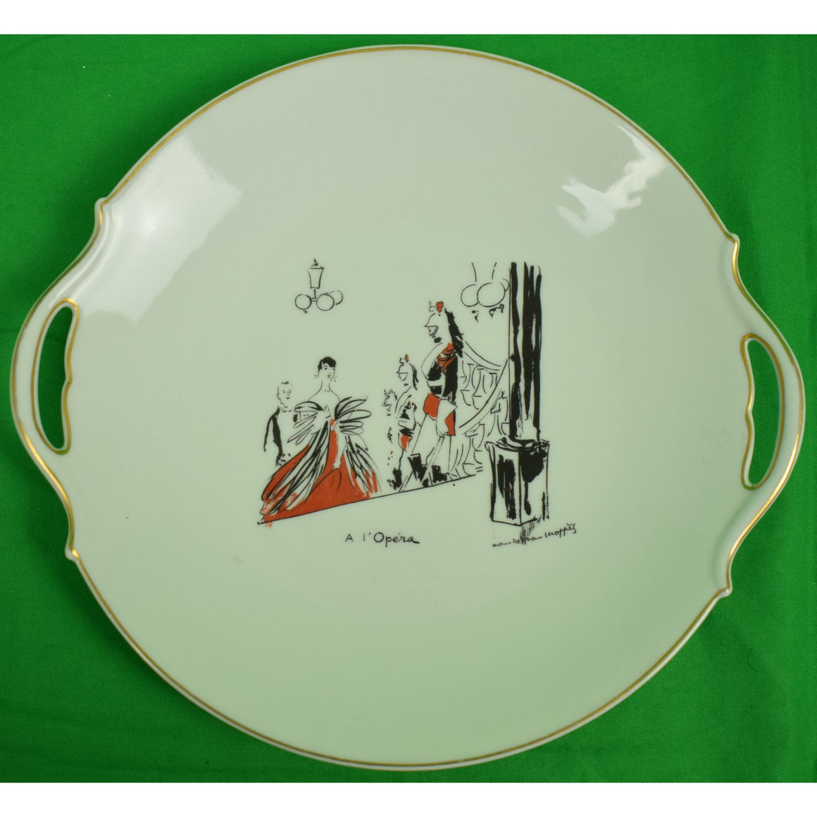 Limoges French Serving Plate a l'Opera by Maurice Van Moppes (1904-1957)