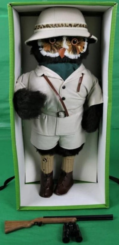 Jungle Toys Of London For Abercrombie & Fitch "Owl On Safari" In Box w/ Binoculars/ Hunting Rifle & Pith Helmet