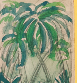 "Grove Of Palms" 1950 LUZA, Reynaldo Watercolour for T&C Mag