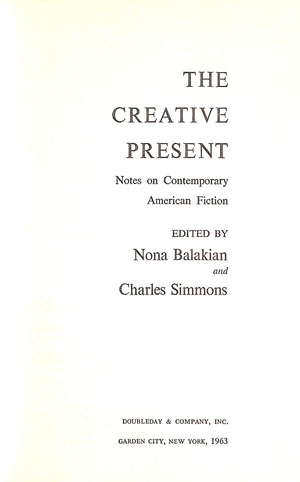 "The Creative Present Notes On Contemporary American Fiction Ex-Libris Truman Capote" 1963 BALAKIAN, Nona SIMMONS, Charles