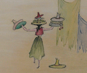Lanvin of Paris Sombrero Lady c1950s Watercolour