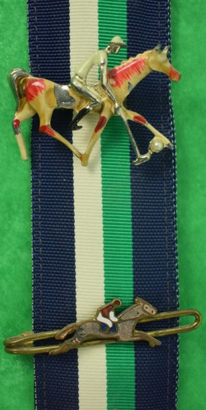 Set of 14 Equestrian c1950s Brooches on Grosgrain Ribbon Belt