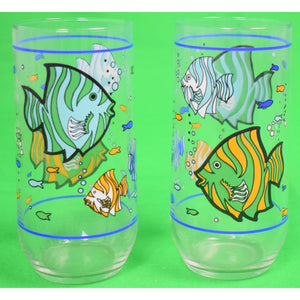 Pair of Tropical Fish Highball Glasses