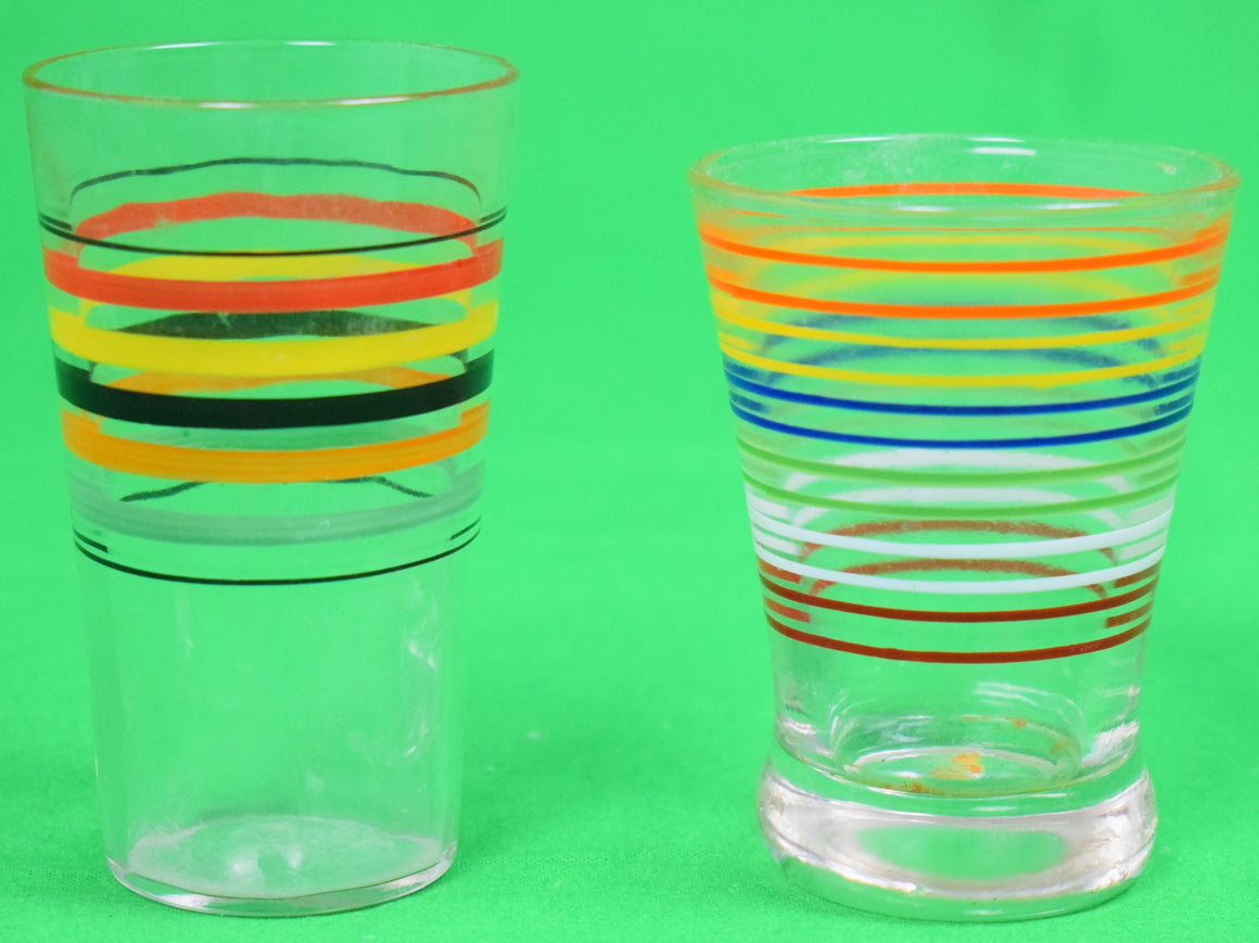 Set x 2 Art Deco Multi-Stripe Shot Glasses
