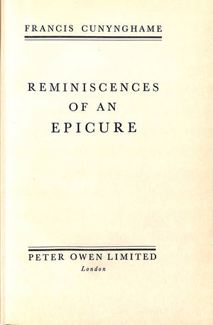 "Reminiscences Of An Epicure" CUNYNGHAME, Francis