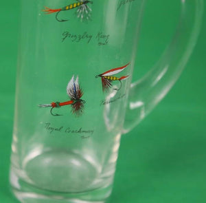 (4) Hand-Painted Trout Flies Glass Pitcher & Stirrer