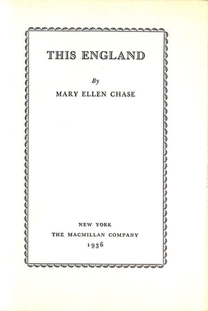 "This England" 1936 CHASE, Mary Ellen