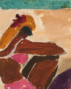 Seated Woman In Pink Bathing Suit" LUZA, Reynaldo (1893-1978)