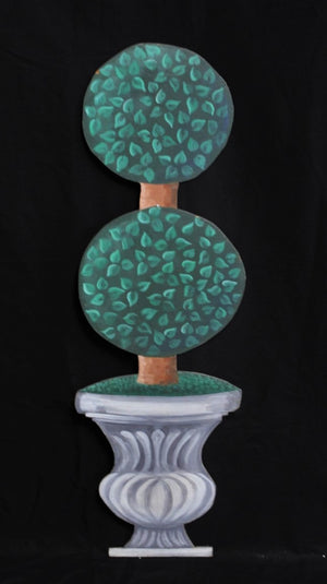 "Wooden Slat Hand-Painted Topiary Plant Stand"