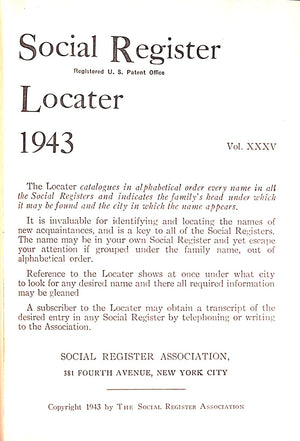 Social Register Locater 1943
